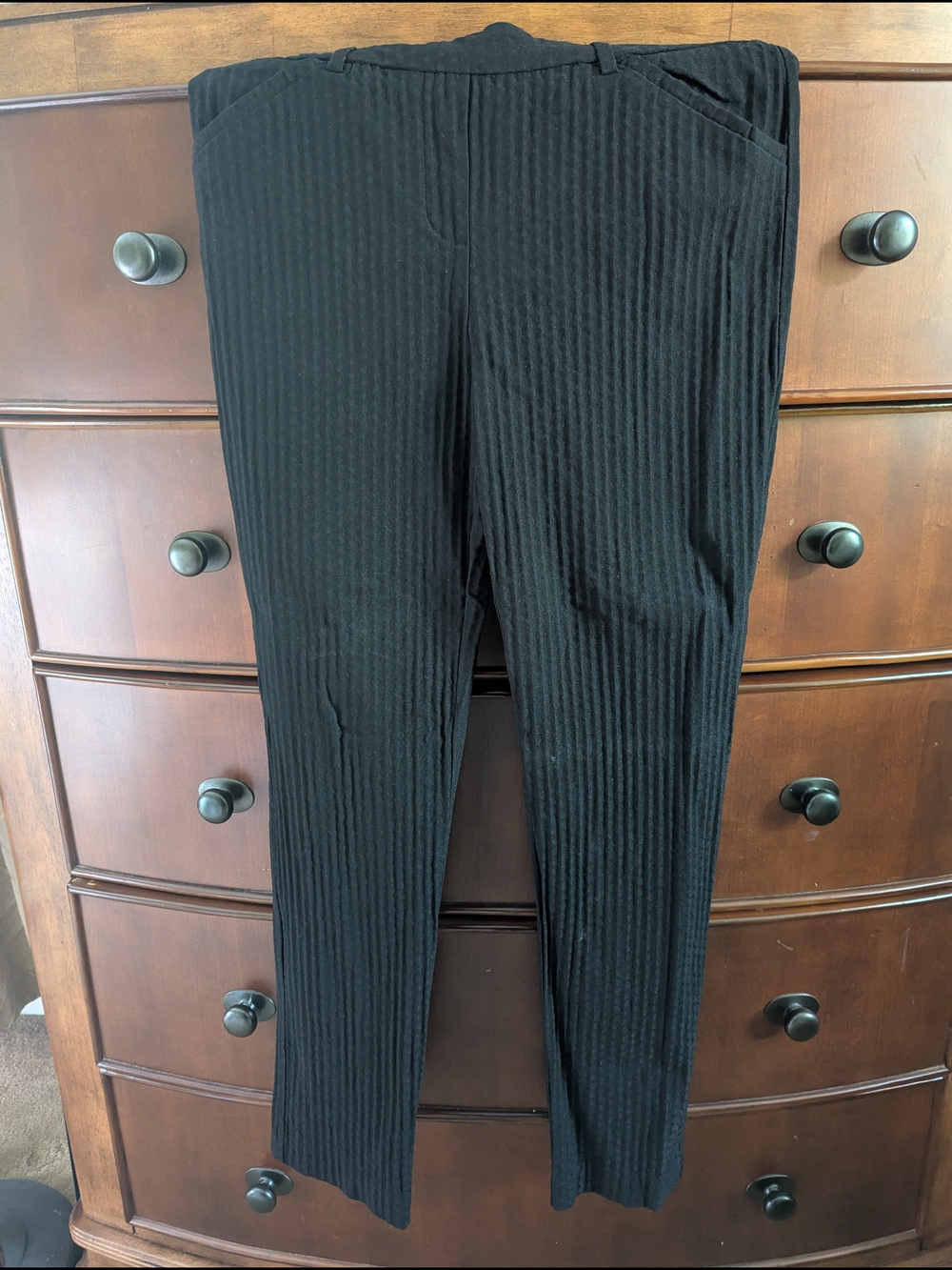 Adrienne Vittadini Black Knit Slim Trousers